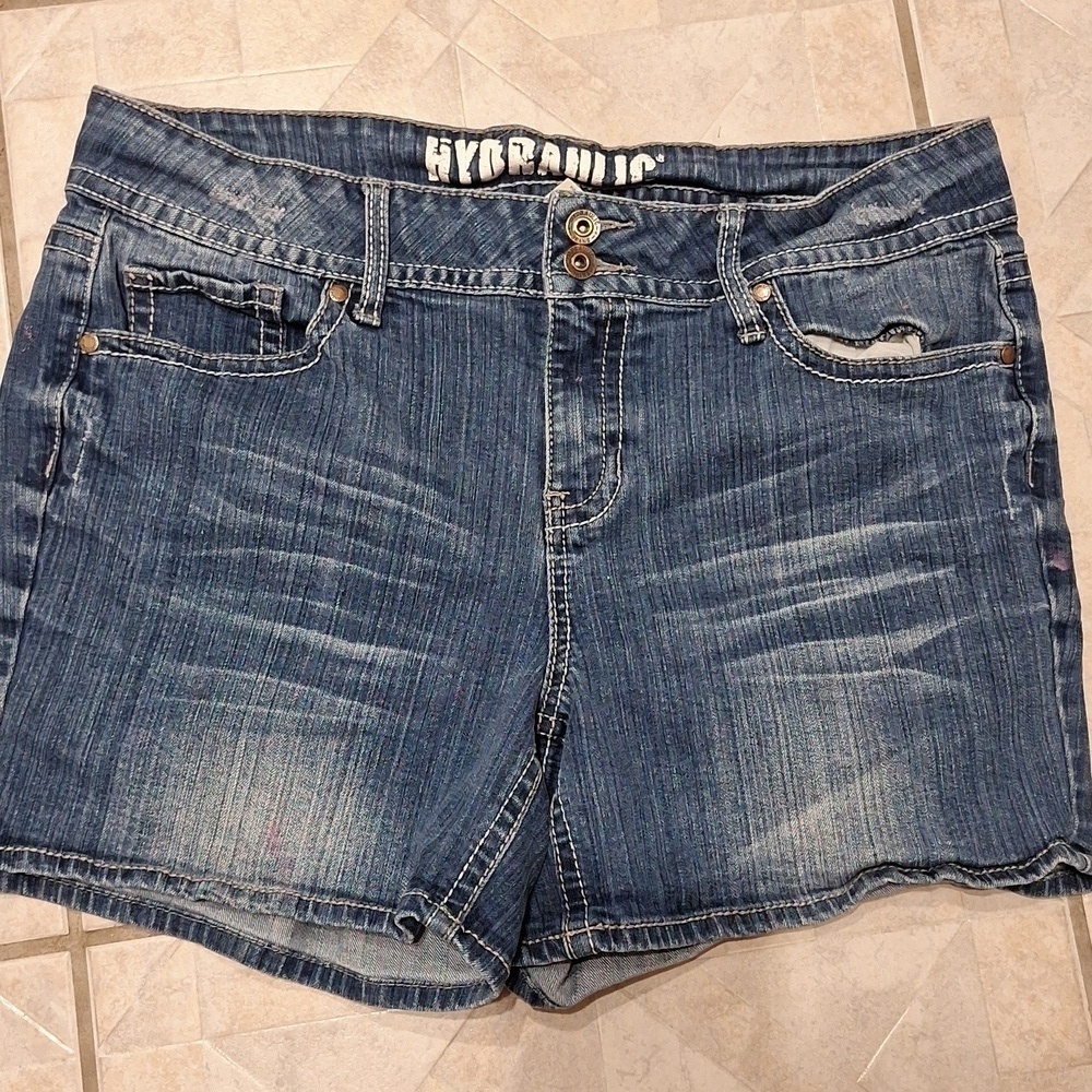 Womens Hydrolic blue stretch denim shorts size 16W